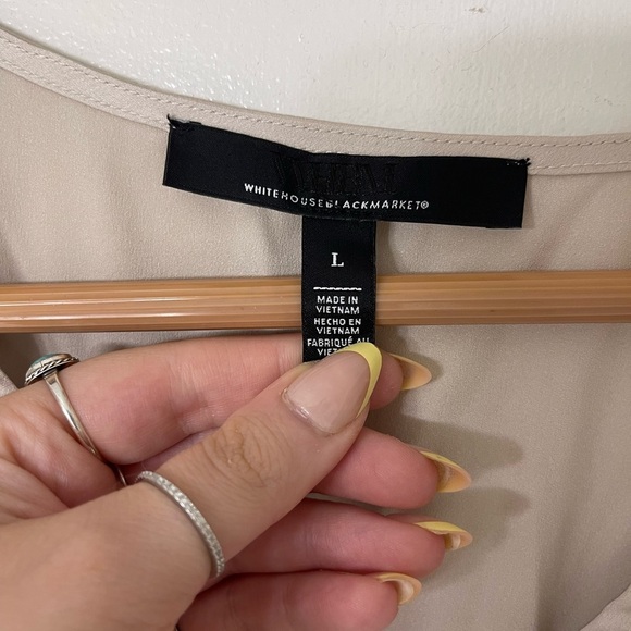 WHBM Champagne Women's Peplum Ruched Blouse - Picture 2 of 5